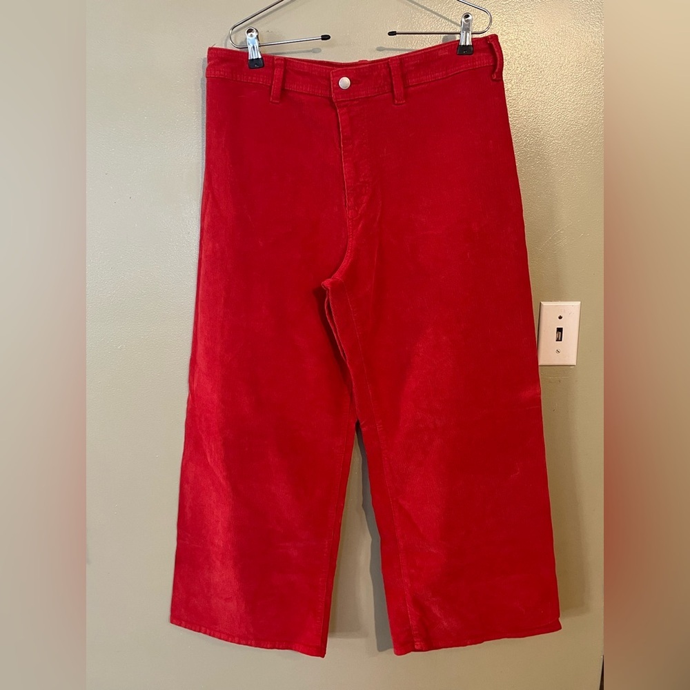 Universal Thread Womens  Vibrant Red Corduroy Pants Wide Leg 14R